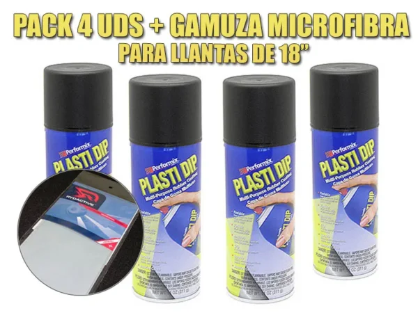Plastidip 4 Sprays Negro Mate + Microfi (Especial Llantas 18)